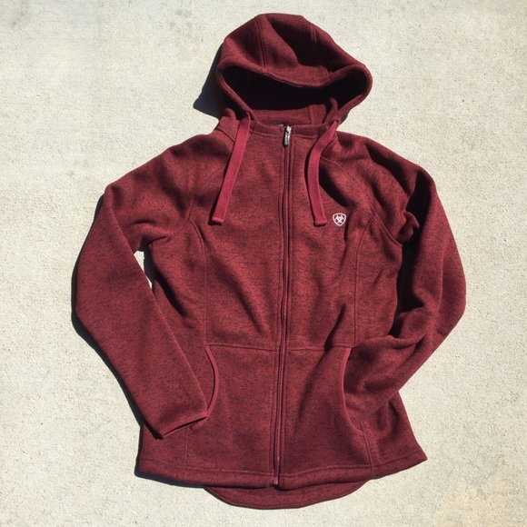 Ariat Tops - Granby Full Zip Knit Hoodie- Cabernet